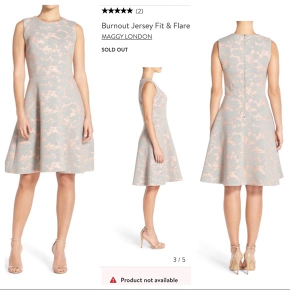 Maggy London Pink and Grey Flare Dress - Picture 2 of 2